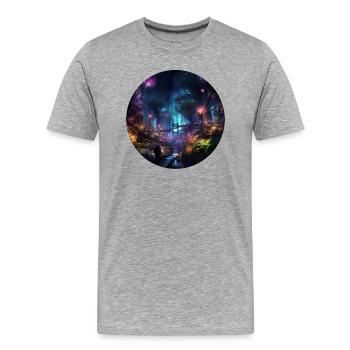 Néons dans la jungle : découvrez la jungle - T-shirt bio Premium Homme - gris chiné - Devant - Damien (186cm)