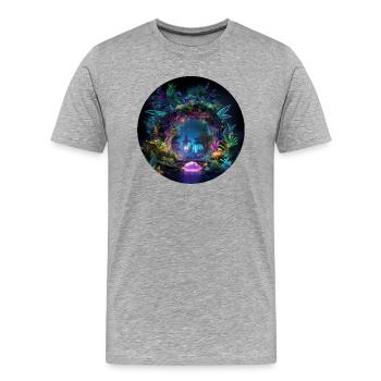 Glowing Jungle Adventures: Neon Jungle Explore - Men's Premium Organic T-Shirt - heather grey - Front - Damien (186cm)