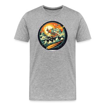 Spaceship in the universe in cartoon style for kids - Men's Premium Organic T-Shirt - heather grey - Front - Damien (186cm)