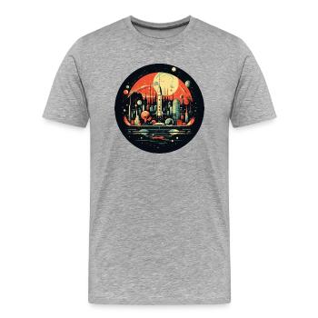 L’ère spatiale élégante : le rétro-futurisme - T-shirt bio Premium Homme - gris chiné - Devant - Damien (186cm)