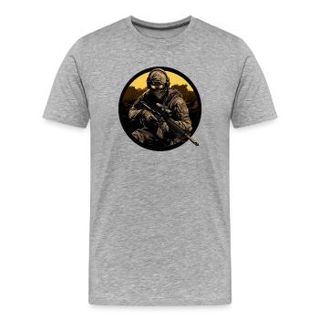 Army Soldier Sniper Soldat Logo - Männer Premium Bio T-Shirt - Grau meliert - Vorne - Damien (186cm)