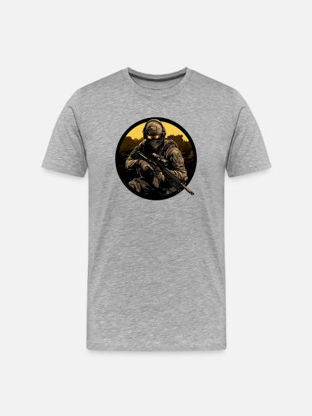 Army Soldier Sniper Soldat Logo - Men's Premium Organic T-Shirt - heather grey