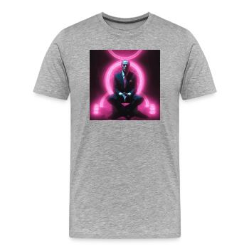 Homme politique italien vaporwave - T-shirt bio Premium Homme - gris chiné - Devant - Damien (186cm)