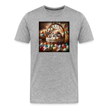 Un lapin mignon dans un panier - T-shirt bio Premium Homme - gris chiné - Devant - Damien (186cm)