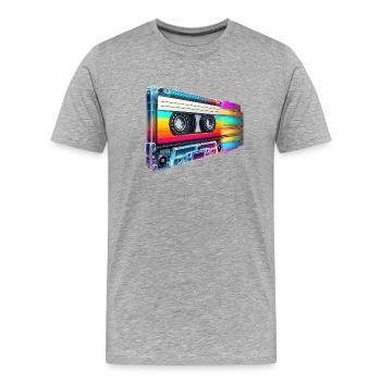 Retro Cassette - Männer Premium Bio T-Shirt - Grau meliert - Vorne - Damien (186cm)