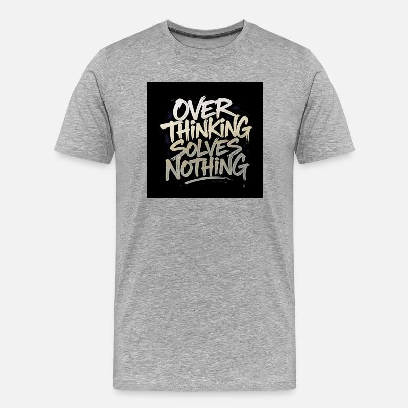 Overthinking solves nothing - Graffity Style - Männer Premium Bio T-Shirt - Grau meliert