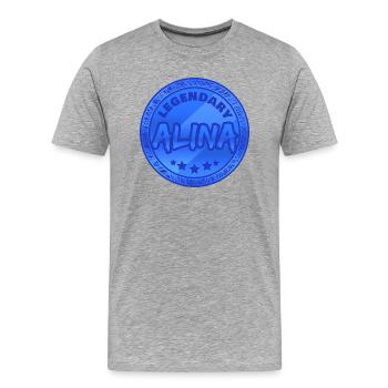 Prénom Alina - T-shirt bio Premium Homme - gris chiné - Devant - Damien (186cm)