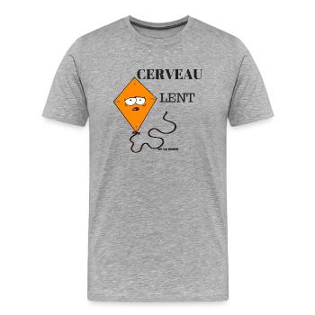 CERVEAU LENT - T-shirt bio Premium Homme - gris chiné - Devant - Damien (186cm)