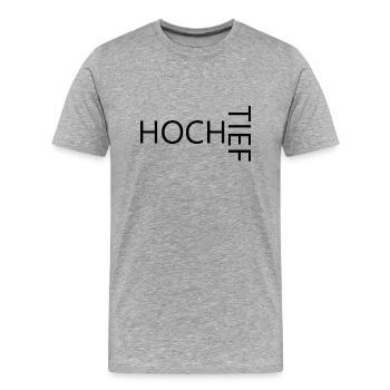 HOCH TIEF - Männer Premium Bio T-Shirt - Grau meliert - Vorne - Damien (186cm)