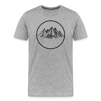 cercle rond logo montagnes huegel alpes randonnée urlaug - T-shirt bio Premium Homme - gris chiné - Devant - Damien (186cm)
