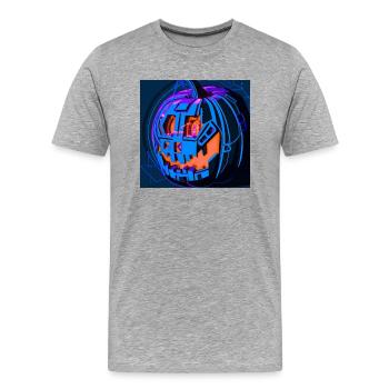 Halloween Kübis dans le style science-fiction - T-shirt bio Premium Homme - gris chiné - Devant - Damien (186cm)