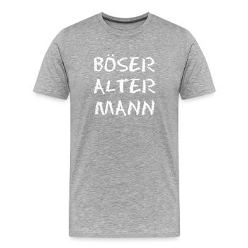 Böser alter Mann - Schriftzug - Männer Premium Bio T-Shirt - Grau meliert - Vorne - Damien (186cm)