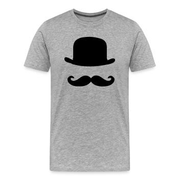 Gentleman Hut Schnurbart - Männer Premium Bio T-Shirt - Grau meliert - Vorne - Damien (186cm)