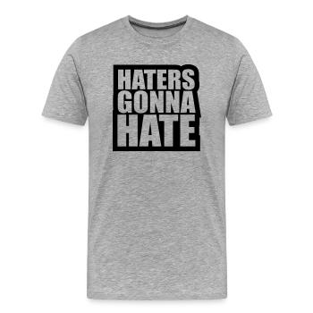 rahmen kontur cool haters gonna hate logo zeichen - Männer Premium Bio T-Shirt - Grau meliert - Vorne - Damien (186cm)