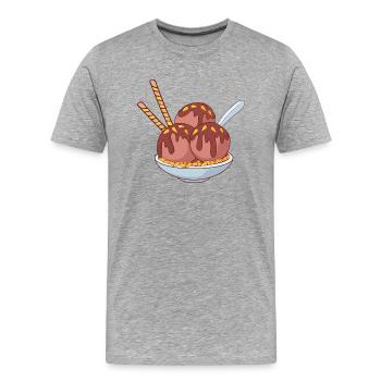 Crème glacée, crème glacée, crème glacée, crème glacée, boule, crème glacée, sundae - T-shirt bio Premium Homme - gris chiné - Devant - Damien (186cm)