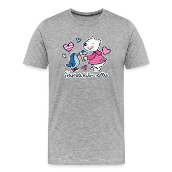 Freunde teilen alles - Männer Premium Bio T-Shirt - Grau meliert - Vorne - Damien (186cm)