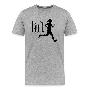 Jogging Frau läuft - Männer Premium Bio T-Shirt - Grau meliert - Vorne - Damien (186cm)