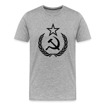 Hammer und Sichel im Ehrenkranz - Männer Premium Bio T-Shirt - Grau meliert - Vorne - Damien (186cm)