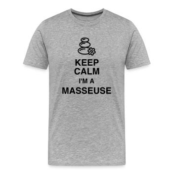 Massage / Masseur / Masseuse / Métier / Job - T-shirt bio Premium Homme - gris chiné - Devant - Damien (186cm)