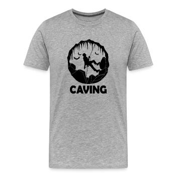 Spéléologie - Exploration des grottes de spéléologie - T-shirt bio Premium Homme - gris chiné - Devant - Damien (186cm)