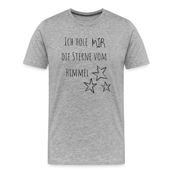 Ich hole MIR die Sterne vom Himmel - Männer Premium Bio T-Shirt - Grau meliert - Vorne - Damien (186cm)