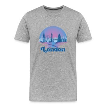 Londres Skyline Royaume-Uni Voyage - T-shirt bio Premium Homme - gris chiné - Devant - Damien (186cm)