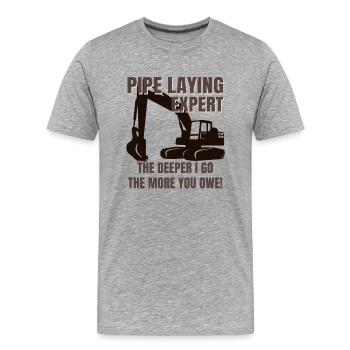 Pipe Layer Expert - Safety - T-shirt bio Premium Homme - gris chiné - Devant - Damien (186cm)