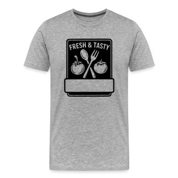 Fresh and tasty - NOM PRÉNOM - T-shirt bio Premium Homme - gris chiné - Devant - Damien (186cm)