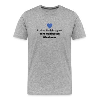 In Beziehung mit dem weltbesten Ofenbauer - Männer Premium Bio T-Shirt - Grau meliert - Vorne - Damien (186cm)