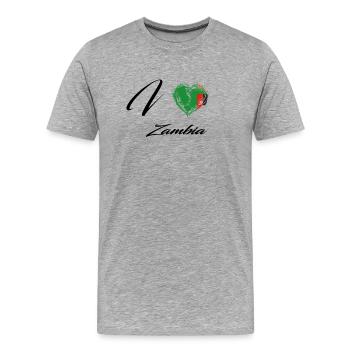 J'aime drapeau patrie racines country Zambie - T-shirt bio Premium Homme - gris chiné - Devant - Damien (186cm)