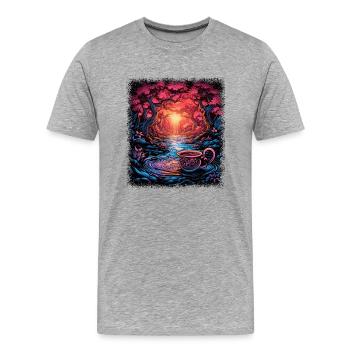 coeur hippie colombe de la paix bday désarmement - T-shirt bio Premium Homme - gris chiné - Devant - Damien (186cm)