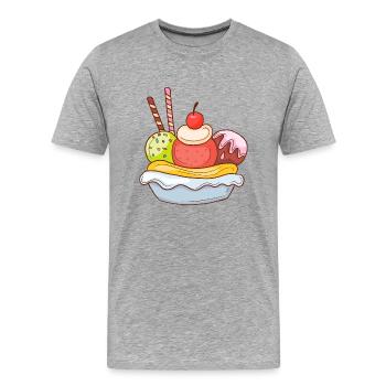 Eis Speiseeis Eiskrem Eiscreme Kugeleis Eisbecher - Männer Premium Bio T-Shirt - Grau meliert - Vorne - Damien (186cm)