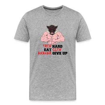 tren dur - T-shirt bio Premium Homme - gris chiné - Devant - Damien (186cm)