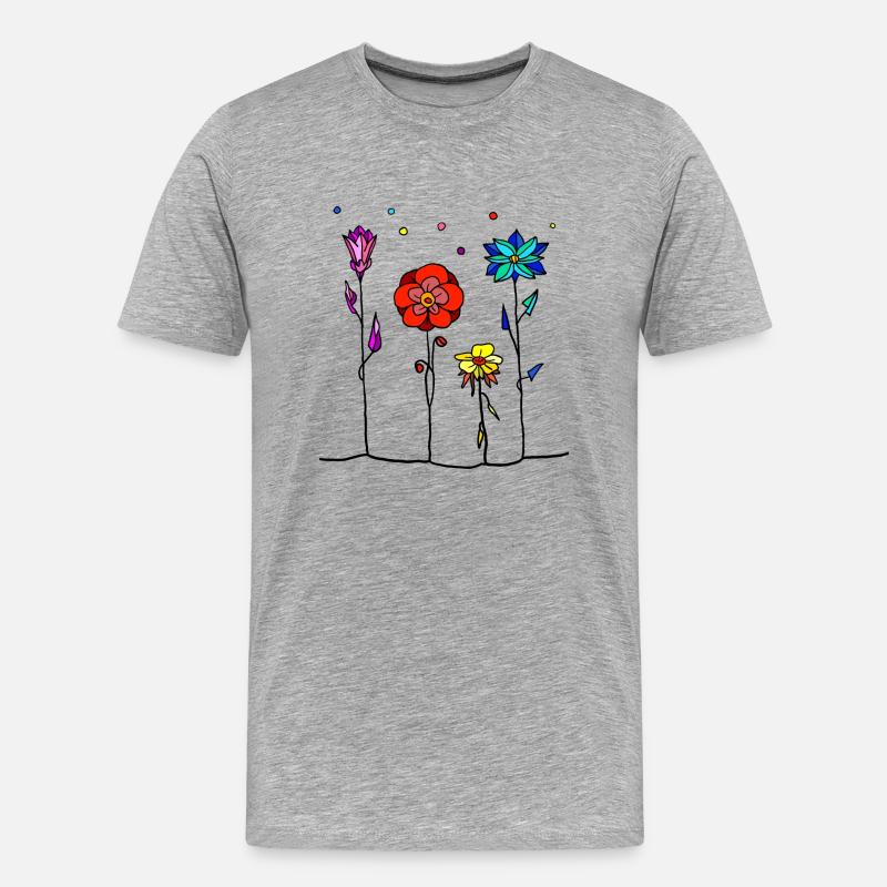 Blumen - Männer Premium Bio T-Shirt - Grau meliert