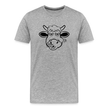 Eat cow funny animal - Men's Premium Organic T-Shirt - heather grey - Front - Damien (186cm)