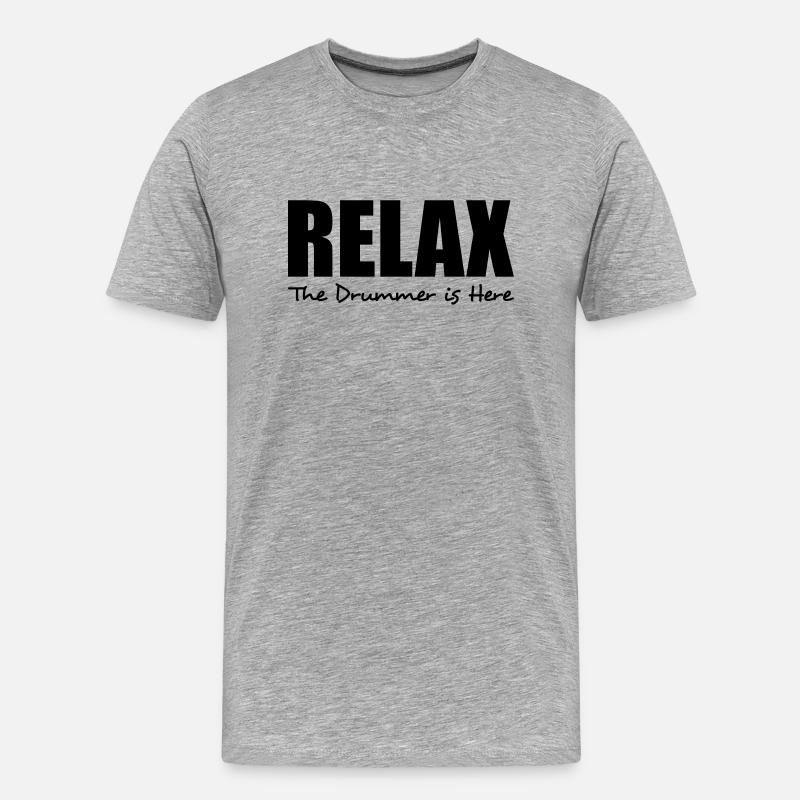 relax the drummer is here - Männer Premium Bio T-Shirt - Grau meliert