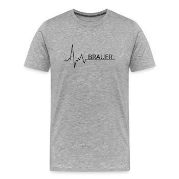 herzschlag brauer - Männer Premium Bio T-Shirt - Grau meliert - Vorne - Damien (186cm)