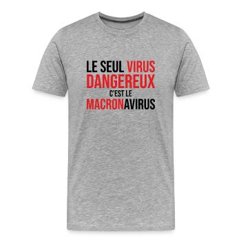 Macronavirus - T-shirt bio Premium Homme - gris chiné - Devant - Damien (186cm)