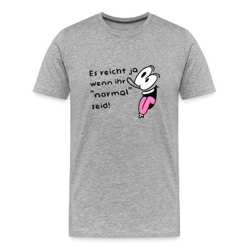 Nicht Normal - Verrückt - Männer Premium Bio T-Shirt - Grau meliert - Vorne - Damien (186cm)