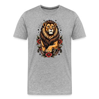 Leo Floral Inspiration - Men's Premium Organic T-Shirt - heather grey - Front - Damien (186cm)