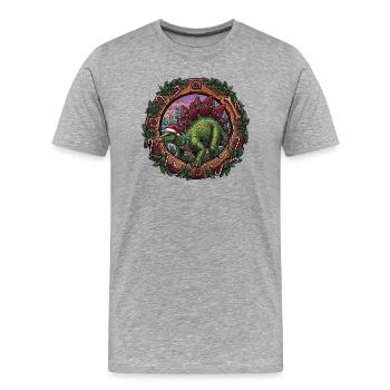 Magie de Noël du stégosaure - T-shirt bio Premium Homme - gris chiné - Devant - Damien (186cm)