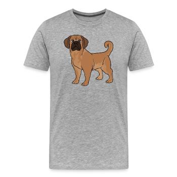 Puggle beagle carlin - T-shirt bio Premium Homme - gris chiné - Devant - Damien (186cm)