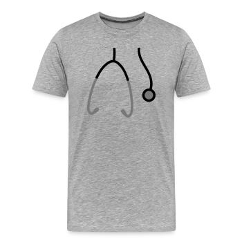 haengend hals Stethoskop abhoeren herzschlag puls - Männer Premium Bio T-Shirt - Grau meliert - Vorne - Damien (186cm)