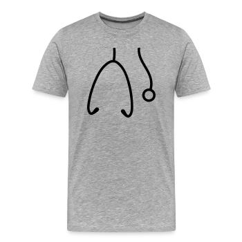 haengend hals Stethoskop abhoeren herzschlag puls - Männer Premium Bio T-Shirt - Grau meliert - Vorne - Damien (186cm)