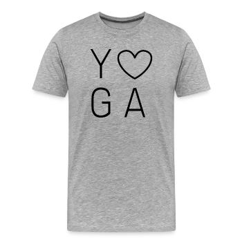 J'aime le yoga - T-shirt bio Premium Homme - gris chiné - Devant - Damien (186cm)
