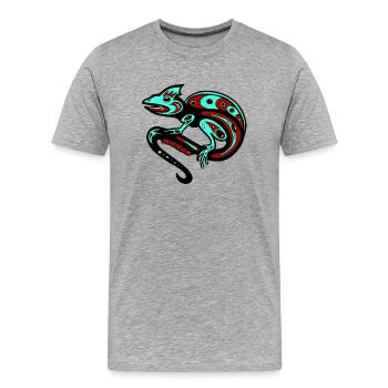 Tribal Chameleon animaux reptiel enfants idée cadeau - T-shirt bio Premium Homme - gris chiné - Devant - Damien (186cm)