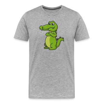 Krokodil Comic Geschenk Kroko Kind Echse Tier Nil - Männer Premium Bio T-Shirt - Grau meliert - Vorne - Damien (186cm)