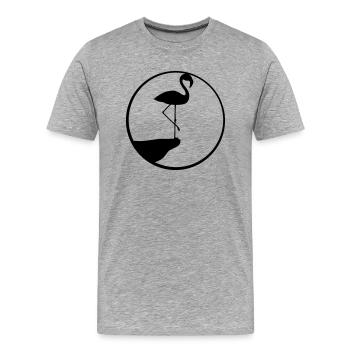 moon circle round cliff silhouette outline flamingo - Men's Premium Organic T-Shirt - heather grey - Front - Damien (186cm)