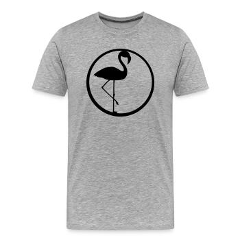 black circle round logo silhouette outline flamingo - Men's Premium Organic T-Shirt - heather grey - Front - Damien (186cm)