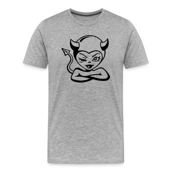 Devil Lady - Männer Premium Bio T-Shirt - Grau meliert - Vorne - Damien (186cm)